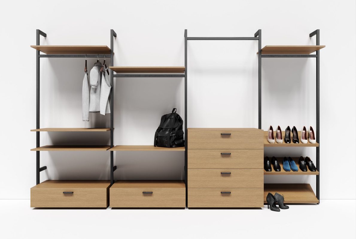 Modulējamā garderobe ozolkoka tonī