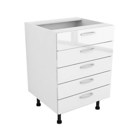 Grīdas skapis ar piecām Ten atvilktnēm (balta, glancēta fasāde; 700 mm)