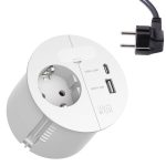 Kontaktligzda apaļa, 2*USB + kontaktligzda