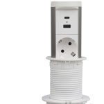 Kontaktligzda Torre, 1*USB A + 1*USB C, + wireless 15 W+ 1*kontaktligzda, Balta